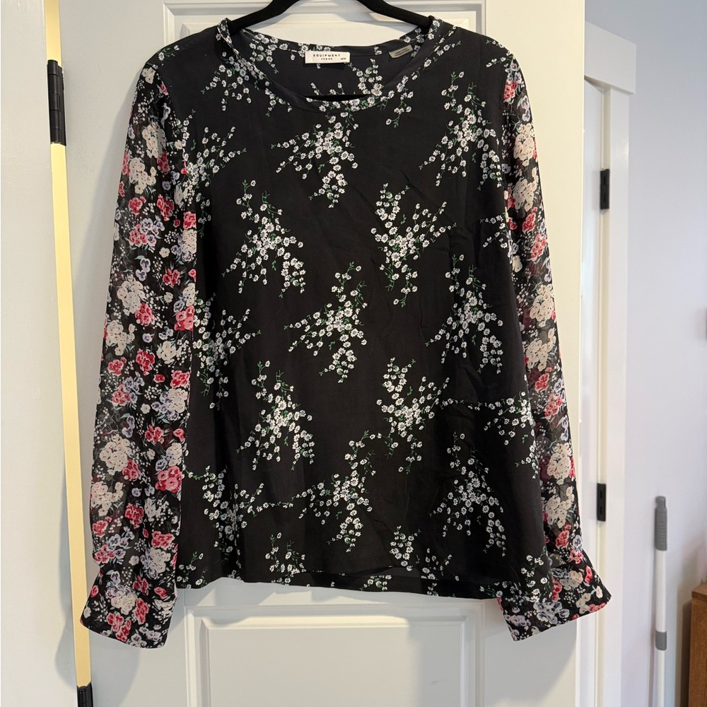 Floral Black Top by Equipment